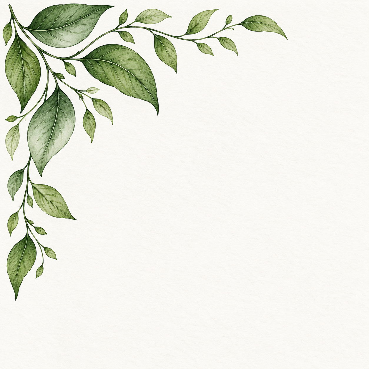 Botanical line art leaf corner accent