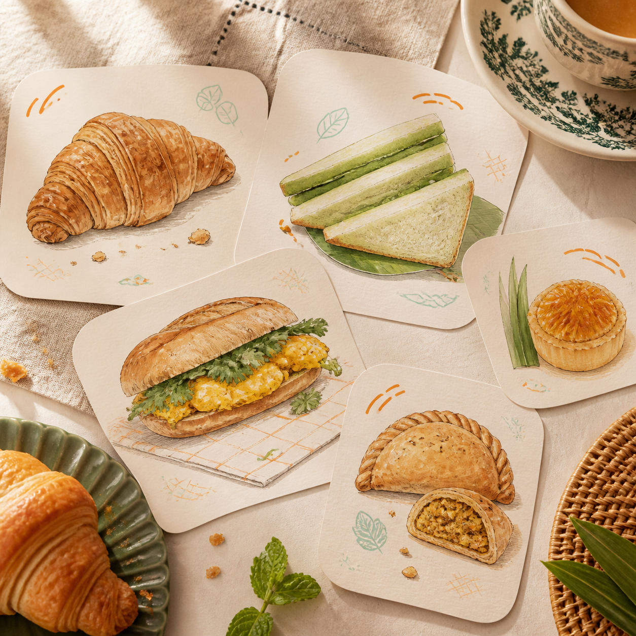 Fresh pastry and sandwich selections